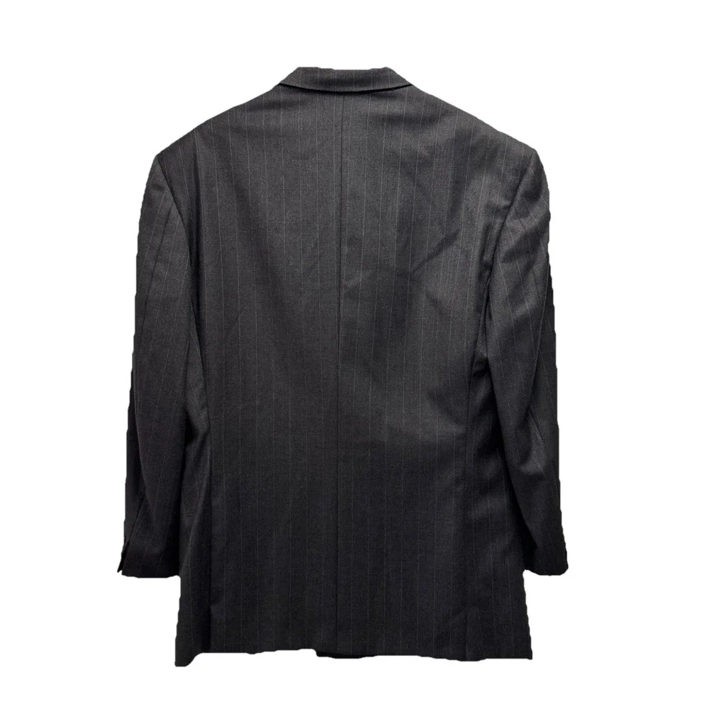 Gianni Versace Vtg 80s Men's Sz 50 Dark Gray Striped Double Breasted Wool Blazer